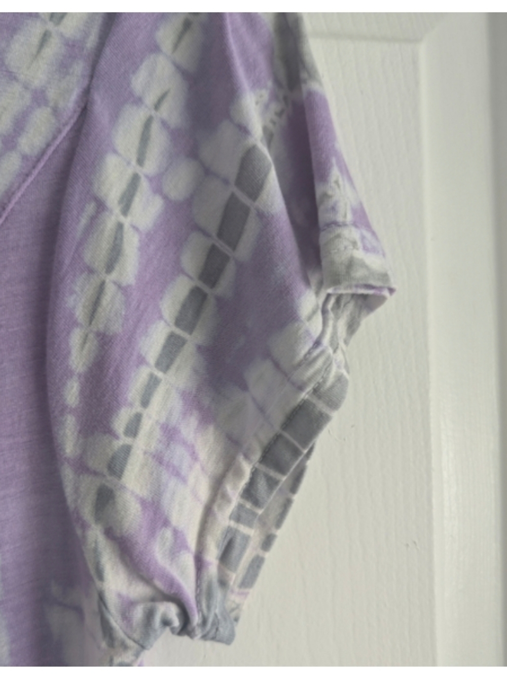 RayaSun Purple Lilac Crop Tie-Dye V-Neck Cap Sleeve Top Small Knit Top Festival - Picture 7 of 8